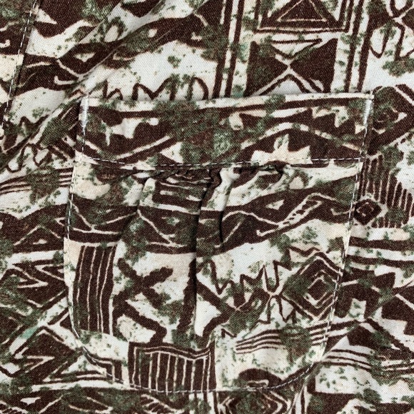 Small Brown Tribal Erika Button Up Short Sleeve Top - Picture 3 of 8
